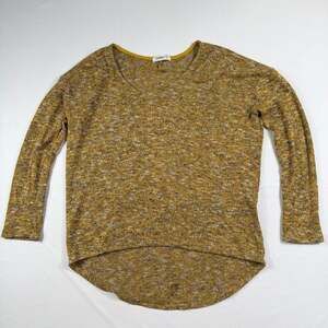 Ginger G Women's Marled Mustard Yellow Long Sleeve High-Low Pullover Sweater